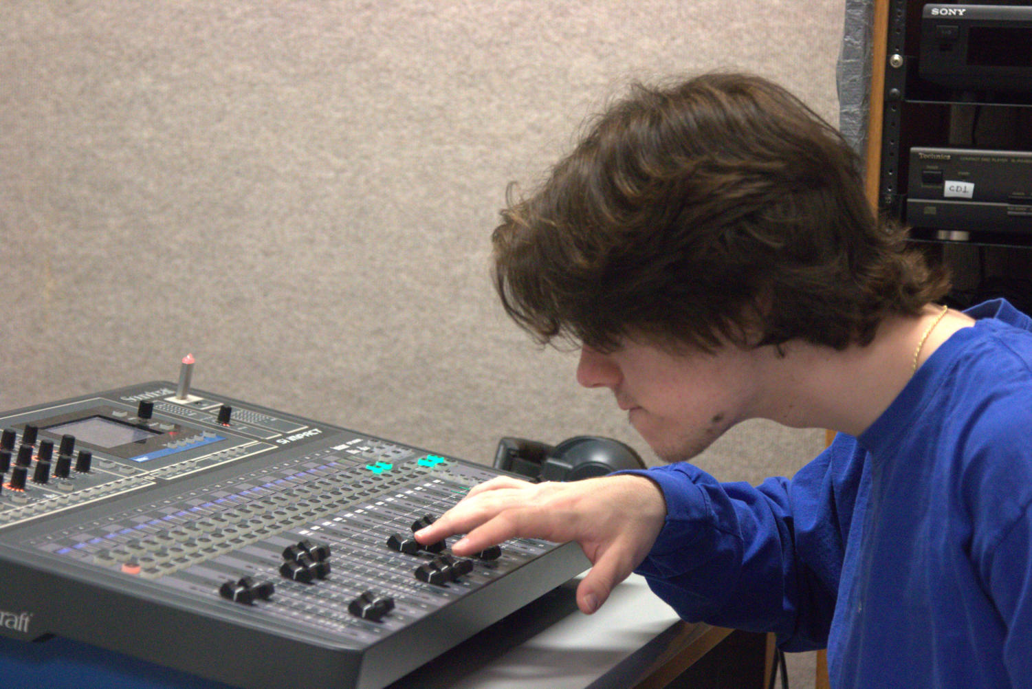 Kayden operating the audio board