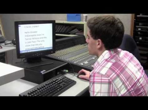 CJ using the CHTV teleprompter