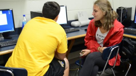 Students looking at a computer screen