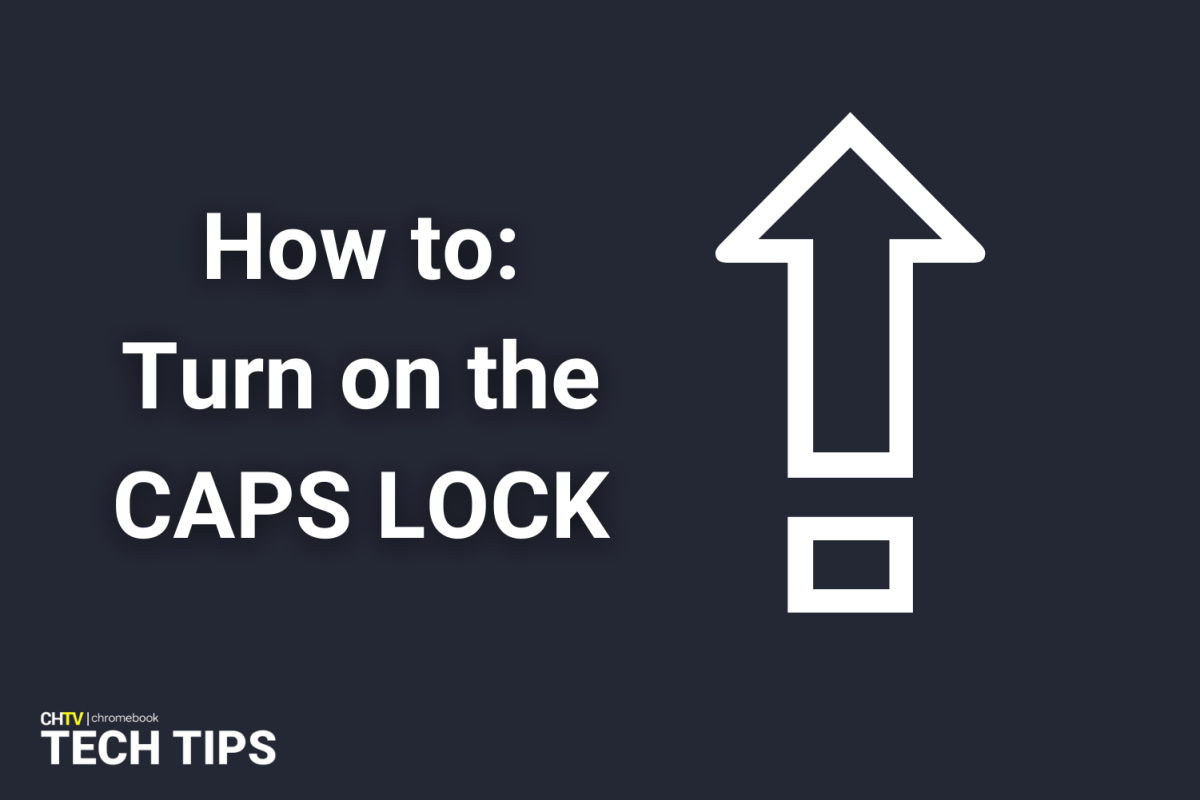 The text, How to: Turn on the CAPS LOCK with the caps lock logo to the right of the text