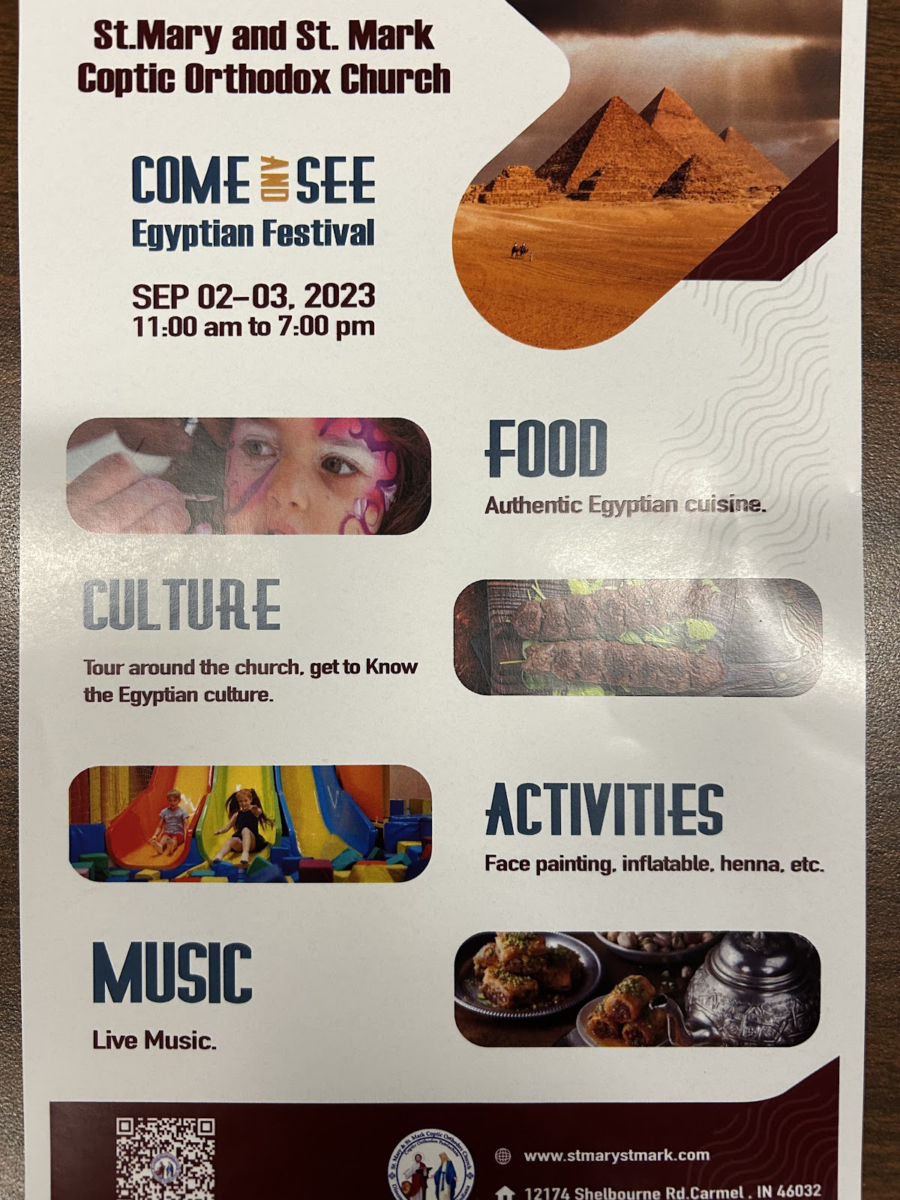 A flyer with information about Carmel Egyptian Fest