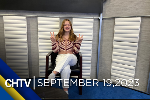 Selah sitting at the entertainment set with the text, CHTV: September 19, 2023 in front of her