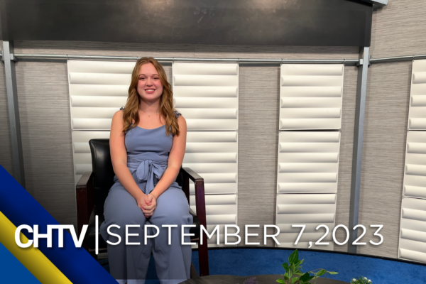 Selah sitting at the entertainment set with the text, CHTV: September 7, 2023 in front of her