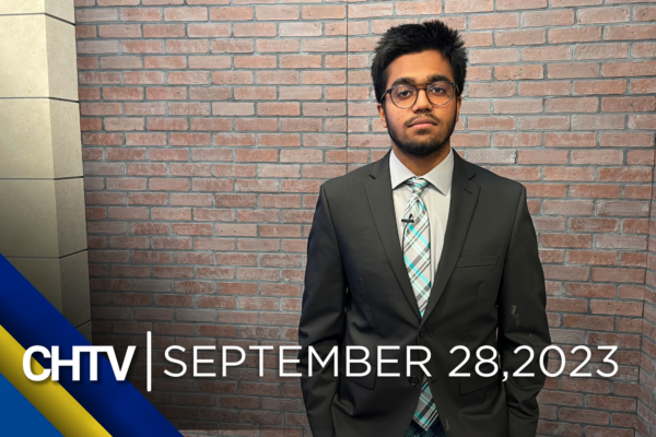 Ravi standing at the sports set with the text, CHTV: September 28, 2023 in front of him