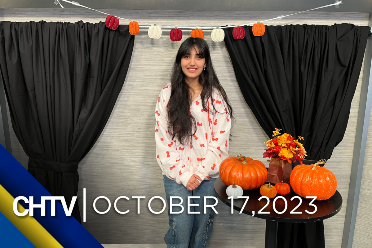 Zaynab standing at the entertainment set, with the text CHTV: October 17, 2023 in front of her