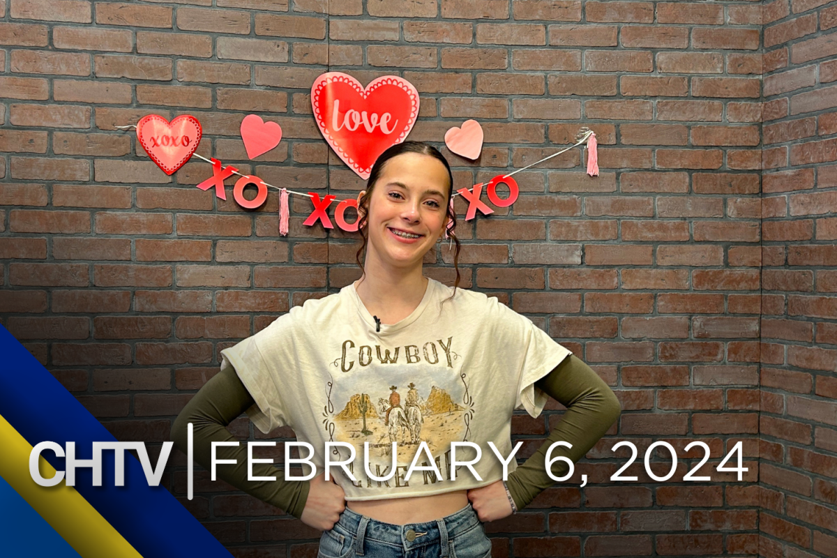 Brenna standing at the sports set, with the text CHTV: February 6, 2024 in front of her
