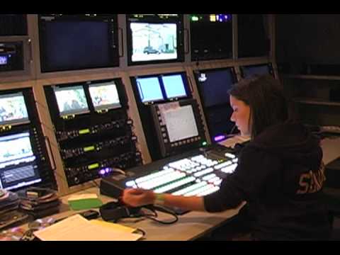 A student controlling the switcher in the CHTV control room