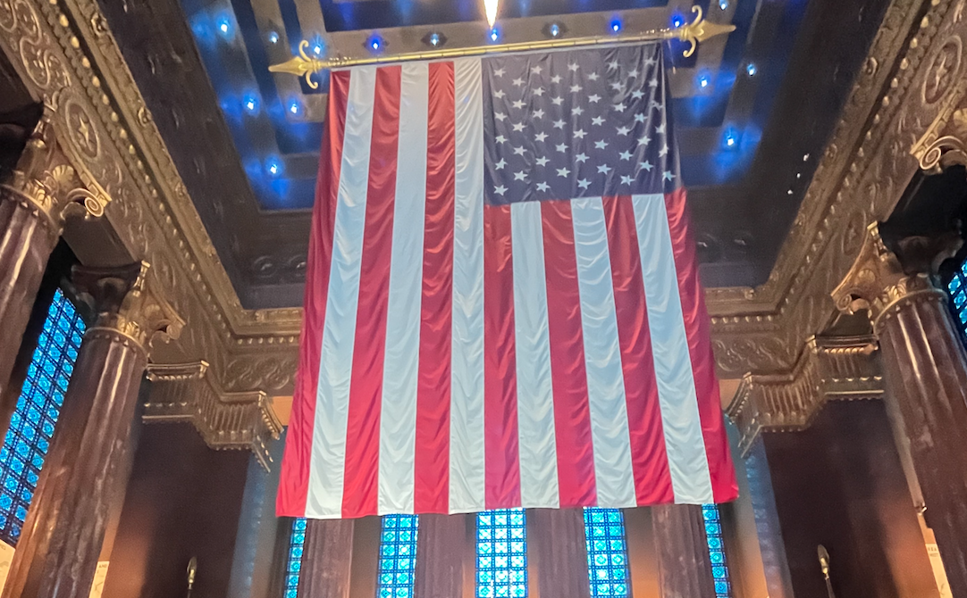 Large American Flag in the Indiana War Memorial